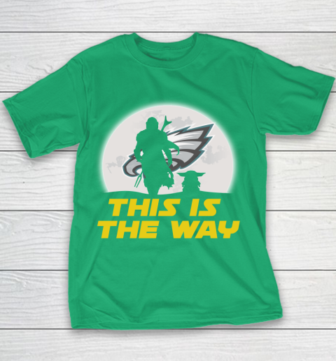 Philadelphia Eagles NFL Football Star Wars Yoda And Mandalorian This Is The Way Youth T-Shirt 3