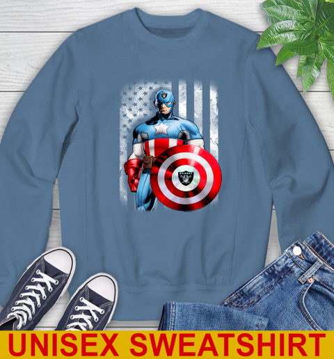 Oakland Raiders NFL Football Captain America Marvel Avengers American Flag Shirt Sweatshirt 10