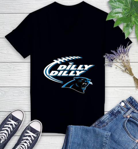 NFL Carolina Panthers Dilly Dilly Football Sports Women's V-Neck T-Shirt 2