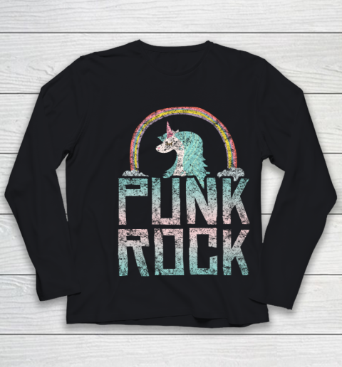 Punk Rock Music Band Unicorn Rainbow Distressed Youth Long Sleeve