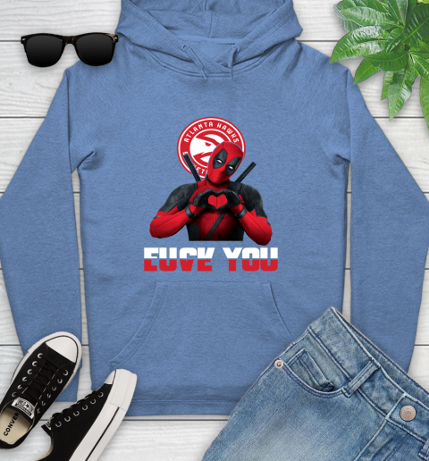 NBA Atlanta Hawks Deadpool Love You Fuck You Basketball Sports Youth Hoodie 13