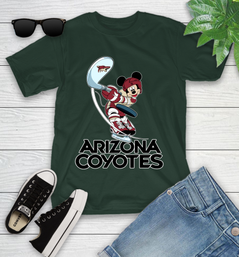 NHL Hockey Arizona Coyotes Cheerful Mickey Mouse Shirt Youth T-Shirt 5