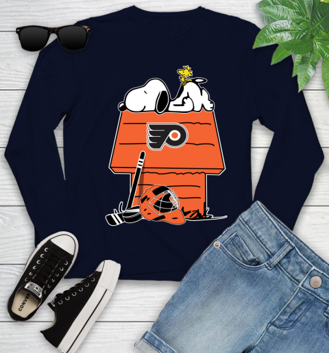 Philadelphia Flyers NHL Hockey Snoopy Woodstock The Peanuts Movie Youth Long Sleeve 3