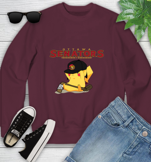 NHL Pikachu Hockey Sports Ottawa Senators Youth Sweatshirt 5