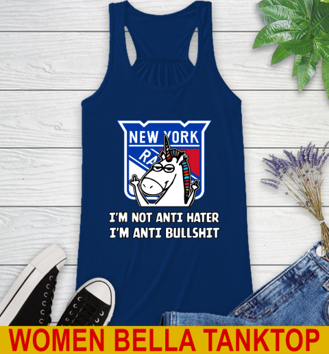 New York Rangers NHL Hockey Unicorn I'm Not Anti Hater I'm Anti Bullshit Racerback Tank 9