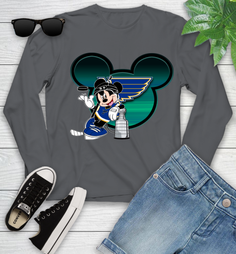 NHL St.Louis Blues Stanley Cup Mickey Mouse Disney Hockey T Shirt Youth Long Sleeve 8