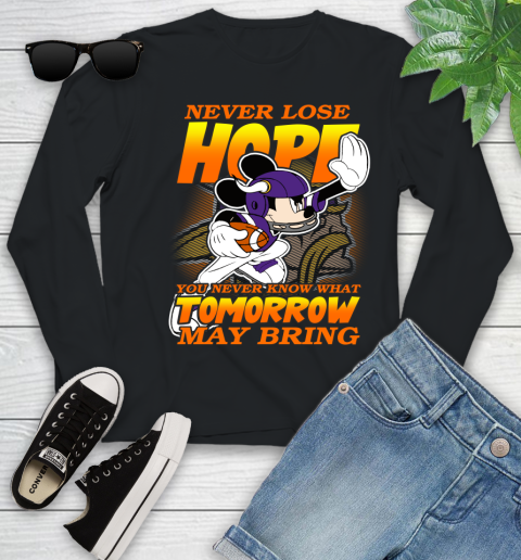 Minnesota Vikings NFL Football Mickey Disney Never Lose Hope Youth Long Sleeve