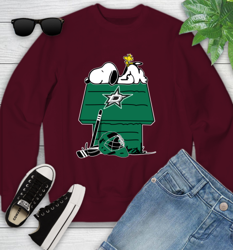 Dallas Stars NHL Hockey Snoopy Woodstock The Peanuts Movie Youth Sweatshirt 5