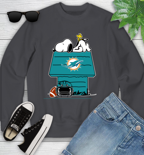 Miami Dolphins NFL Football Snoopy Woodstock The Peanuts Movie Youth Sweatshirt 6