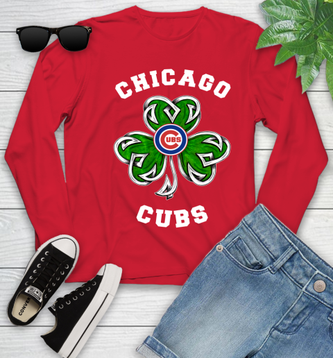 MLB Chicago Cubs Three Leaf Clover St Patrick's Day Baseball Sports Youth Long Sleeve 11