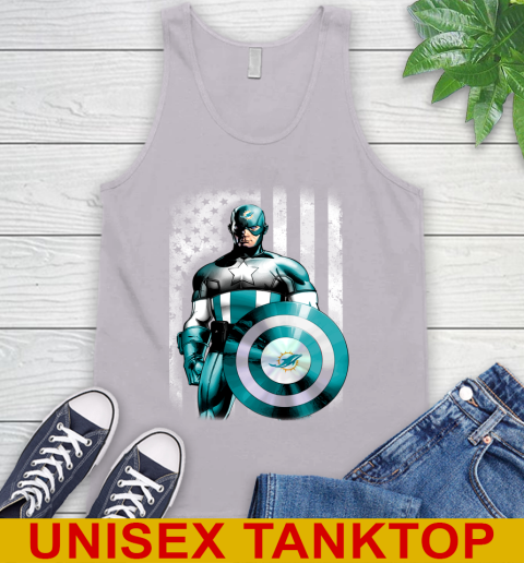 Miami Dolphins NFL Football Captain America Marvel Avengers American Flag Shirt Tank Top 3