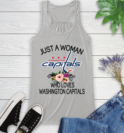 NHL Just A Woman Who Loves Washington Capitals Hockey Sports Racerback Tank