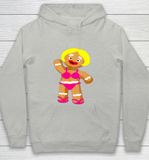 Gingerbread Woman in Bikini Christmas in July Party Youth Hoodie