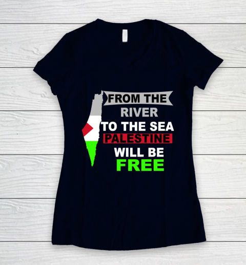 From The River To The Sea Palestine Will Be Free Shirt Women's V-Neck T-Shirt 2