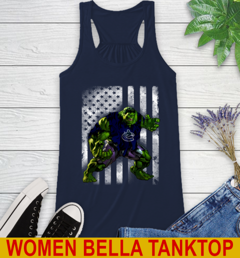 Vancouver Canucks Hulk Marvel Avengers NHL Hockey American Flag Racerback Tank 9