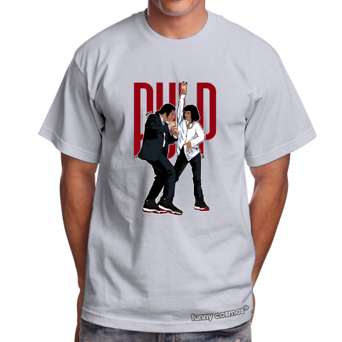 Air Jordan 11 Bred Matching Sneaker Shirt Pulp Fiction Dance Varsity Red Black and White Sneaker Shirt
