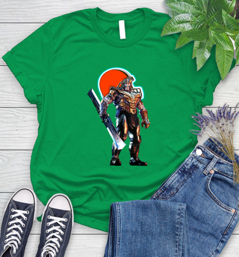 NFL Thanos Gauntlet Avengers Endgame Football Cleveland Browns Women's T-Shirt 6