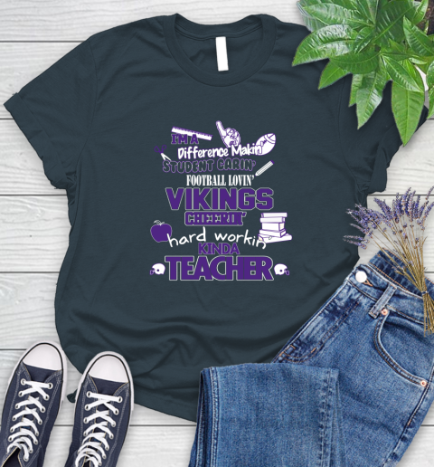 Minnesota Vikings NFL I'm A Difference Making Student Caring Football Loving Kinda Teacher Women's T-Shirt - Image 12