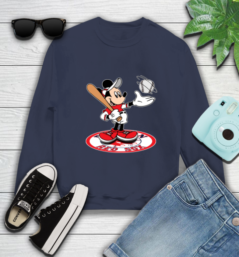 MLB Baseball Boston Red Sox Cheerful Mickey Disney Shirt Sweatshirt 3