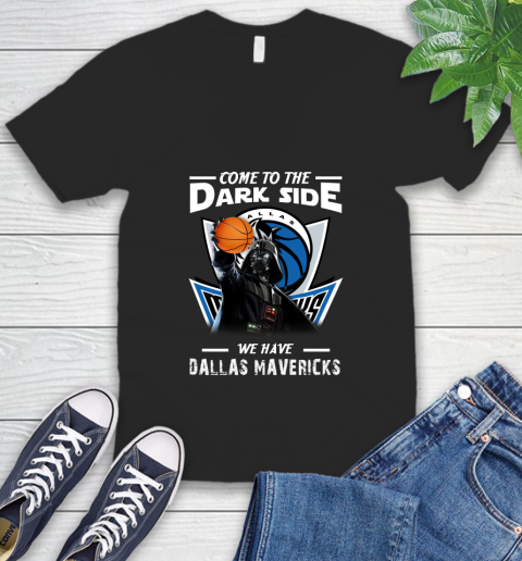 NBA Come To The Dark Side We Have Dallas Mavericks Star Wars Darth Vader Basketball V-Neck T-Shirt