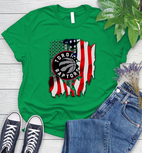 Toronto Raptors NBA Basketball American Flag Women's T-Shirt 9