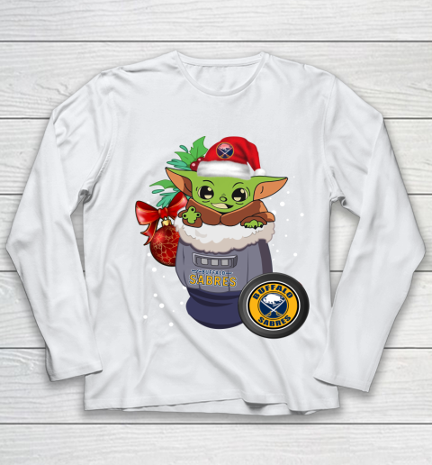 Buffalo Sabres Christmas Baby Yoda Star Wars Funny Happy NHL Youth Long Sleeve 2