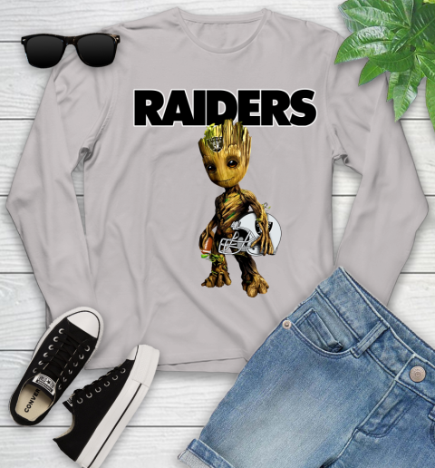 Oakland Raiders NFL Football Groot Marvel Guardians Of The Galaxy Youth Long Sleeve 12