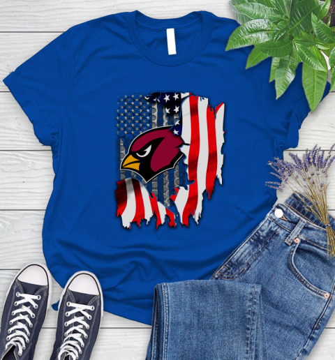 Arizona Cardinals NFL Football American Flag Women's T-Shirt 12