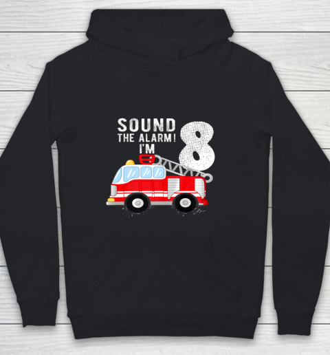 Kids Firefighter 8th Birthday Boy 8 Year Old Fire Truck Youth Hoodie