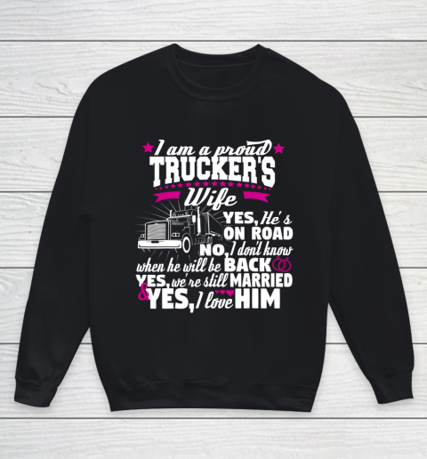 Trucker Proud Wife Truck Tanker Driver Valentine Day Youth Sweatshirt