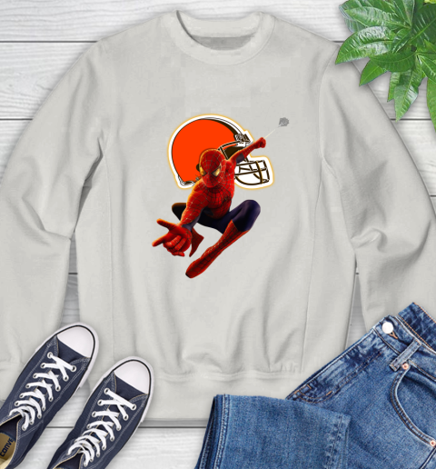 NFL Spider Man Avengers Endgame Football Cleveland Browns Sweatshirt 12