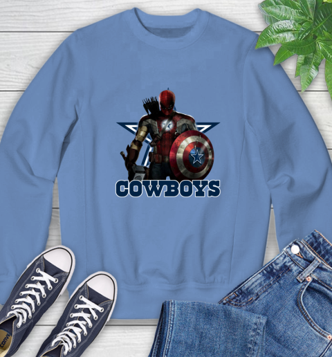 NFL Captain America Thor Spider Man Hawkeye Avengers Endgame Football Dallas Cowboys Sweatshirt 11