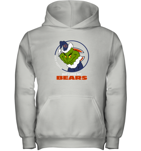 I Hate People But I Love My Chicago Bears Grinch NFL Youth Hoodie