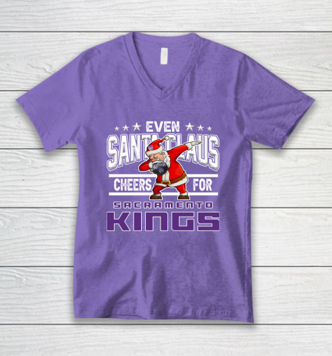 Sacramento Kings Even Santa Claus Cheers For Christmas NBA V-Neck T-Shirt 8