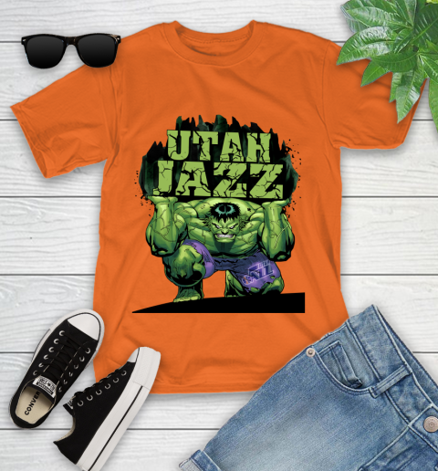 Utah Jazz NBA Basketball Incredible Hulk Marvel Avengers Sports Youth T-Shirt 7