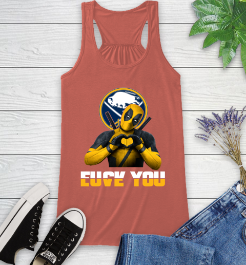NHL Buffalo Sabres Deadpool Love You Fuck You Hockey Sports Racerback Tank 3