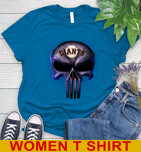 San Francisco Giants MLB Baseball Punisher Skull Sports Women's T-Shirt 8