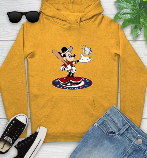 MLB Baseball Washington Nationals Cheerful Mickey Disney Shirt Youth Hoodie - Image 4