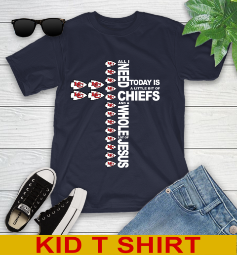 NFL All I Need Today Is A Little Bit Of Kansas City Chiefs Cross Shirt Youth T-Shirt 2