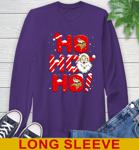 Minnesota Vikings NFL Football Ho Ho Ho Santa Claus Merry Christmas Shirt Long Sleeve T-Shirt 5