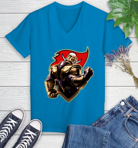 NFL Thanos Avengers Endgame Football Sports Tampa Bay Buccaneers Women's V-Neck T-Shirt 7