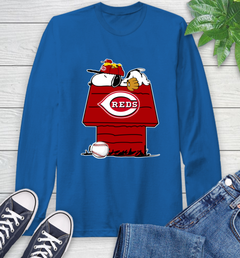 MLB Cincinnati Reds Snoopy Woodstock The Peanuts Movie Baseball T Shirt Long Sleeve T-Shirt 9