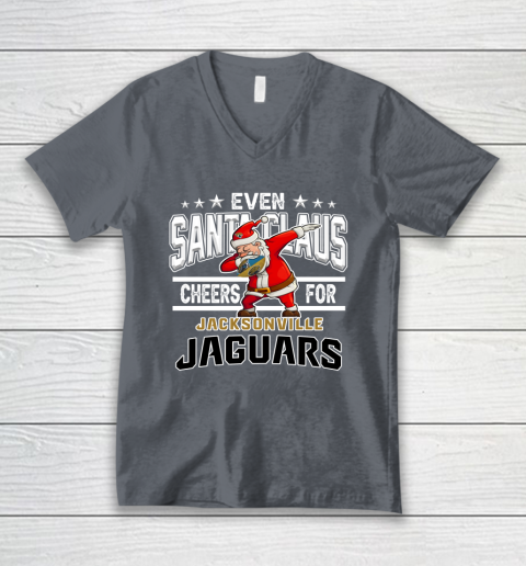 Jacksonville Jaguars Even Santa Claus Cheers For Christmas NFL V-Neck T-Shirt 4