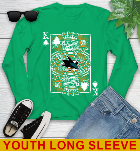 San Jose Sharks NHL Hockey The King Of Spades Death Cards Shirt Youth Long Sleeve 7