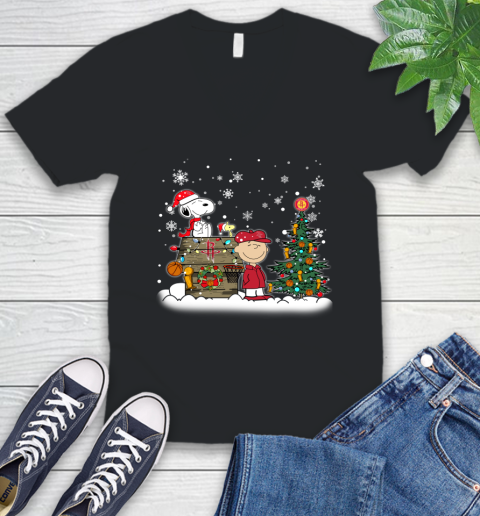 Houston Rockets NBA Basketball Christmas The Peanuts Movie Snoopy Championship V-Neck T-Shirt