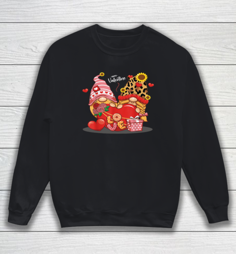 Happy Valentines Day Gnomes with Leopard Sunflower Valentine Sweatshirt