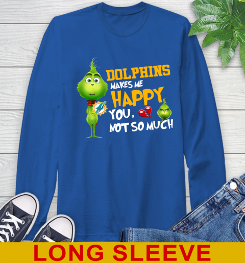 NFL Miami Dolphins Makes Me Happy You Not So Much Grinch Football Sports Long Sleeve T-Shirt 11