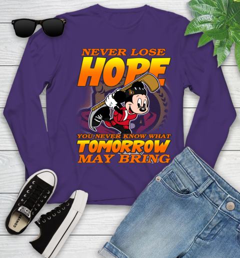 Ottawa Senators NHL Hockey ootball Mickey Disney Never Lose Hope Youth Long Sleeve 4
