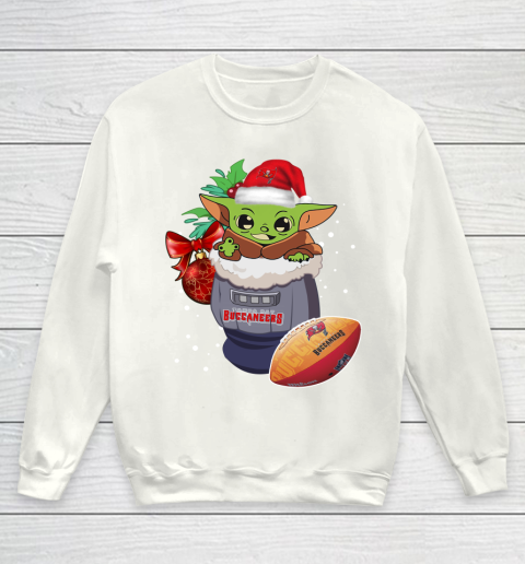 Tampa Bay Buccaneers Christmas Baby Yoda Star Wars Funny Happy NFL Youth Sweatshirt 2