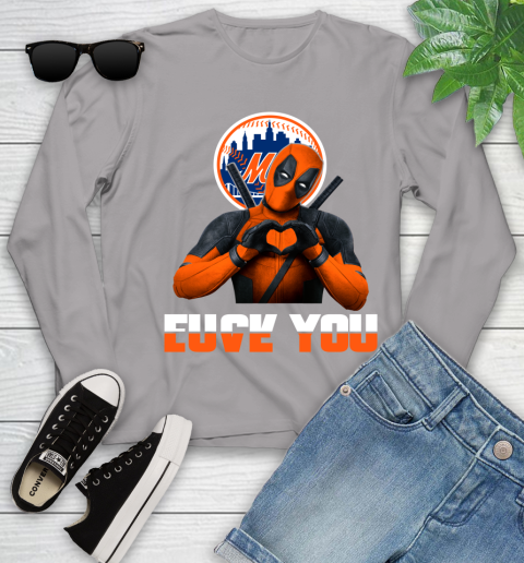 MLB New York Mets Deadpool Love You Fuck You Baseball Sports Youth Long Sleeve 5